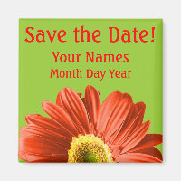 Red Daisy Flower Save The Date Custom