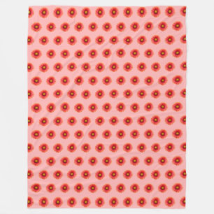 Red Daisy Flower Seamless Pattern on Fleece Blanket