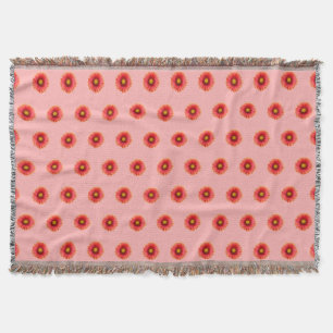 Red Daisy Flower Seamless Pattern on Throw Blanket