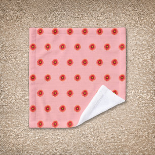 Red Daisy Flower Seamless Pattern on Wash Cloth
