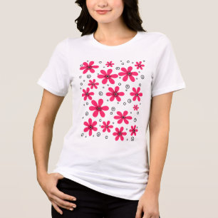 Red daisy flowers retro background summer Tri-Blend shirt