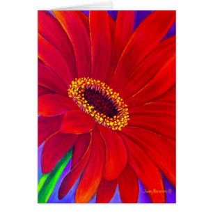 Red Daisy Gerber Flower Painting Art - Multi