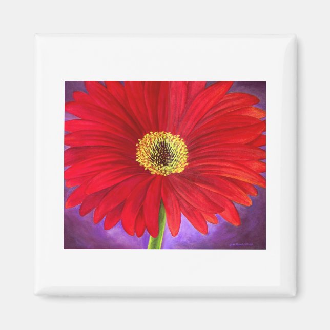Red Daisy Gerber Flower Painting Art - Multi Magnet (Front)