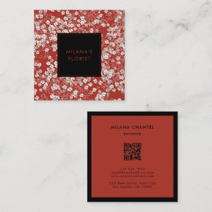 Red Daisy Modern Trendy Flower Florist Square Business Card