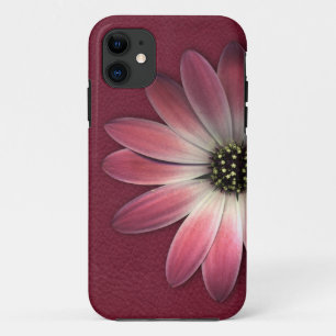 Red Daisy on Wine Leather Print Case-Mate iPhone Case