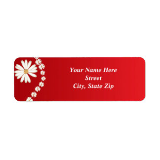 Red Daisy Return Address Label