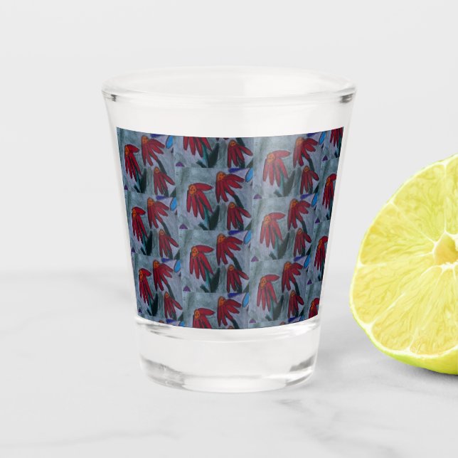 Red Daisy  Shot Glass (Front)