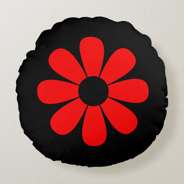 Red Daisy Throw Pillow (Front)