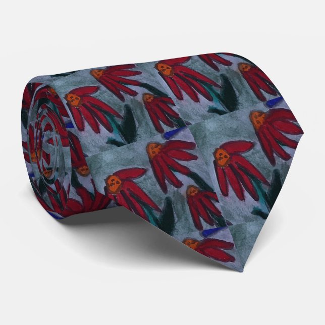 Red Daisy  Tie (Rolled)