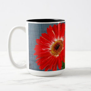 Red daisy Two-Tone coffee mug