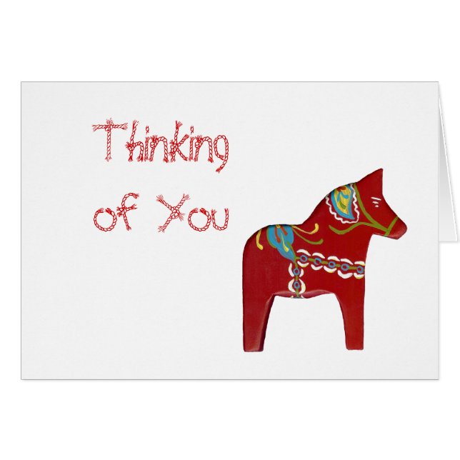 Red Dala Horse Blank Inside Card (Front Horizontal)