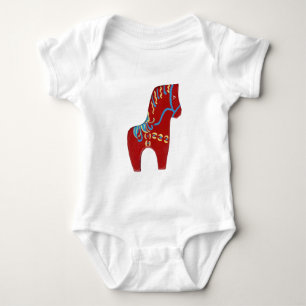 Red Dala Horse clothes Baby Bodysuit