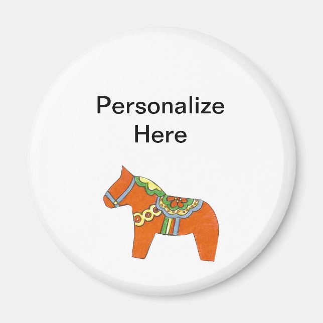 Red Dala Horse Personalised Magnet (Front)