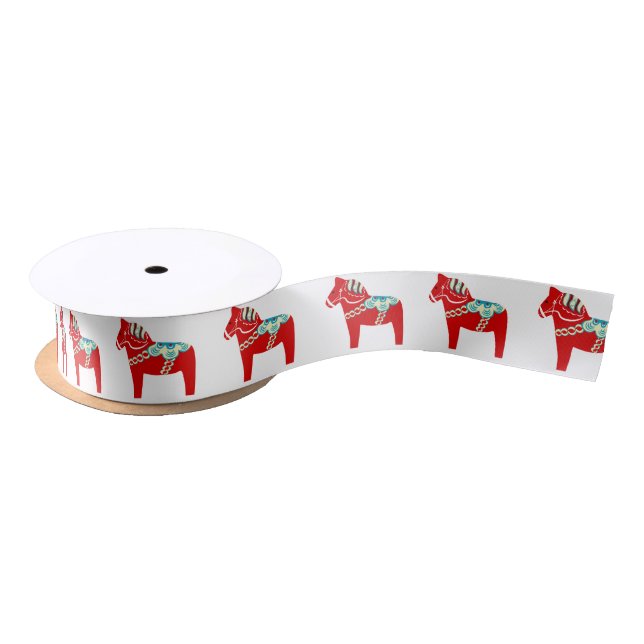 Red Dala Horse Ribbon Satin Ribbon (Spool)