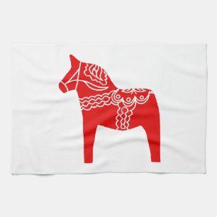 Red Dala Horse Tea Towel