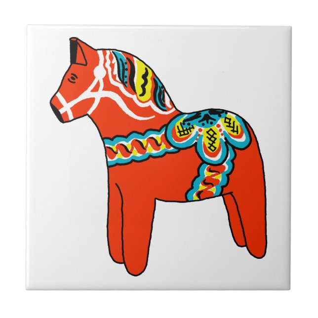 Red Dala Horse Tile (Front)