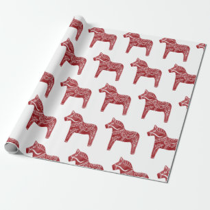 Red Dala Horse Wrapping Paper