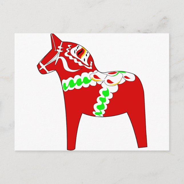 Red Dalarna Horse Postcard (Front)
