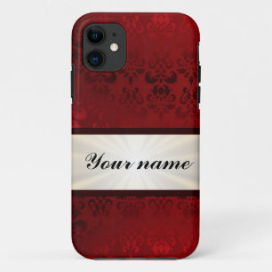 Red damask and ribbon Case-Mate iPhone case