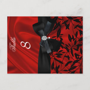 Red Damask Black Table Number Seating Place Card