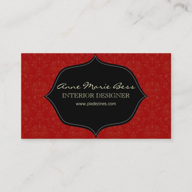 Red Damask  business cards (Front)
