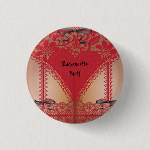 Red Damask Corset Lingerie Bachelorette Party 3 Cm Round Badge