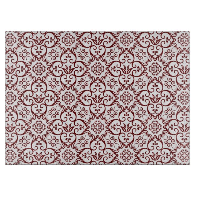Red Damask Cutting Board (Front)