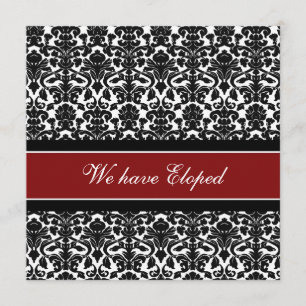 Red Damask Elopement Announcement Cards