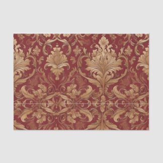 Red Damask Gold Pattern Decoupage Tissue Paper