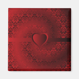 Red damask heart magnet