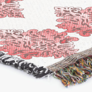 Red Damask Invitation | Elegant Black & Red Throw Blanket