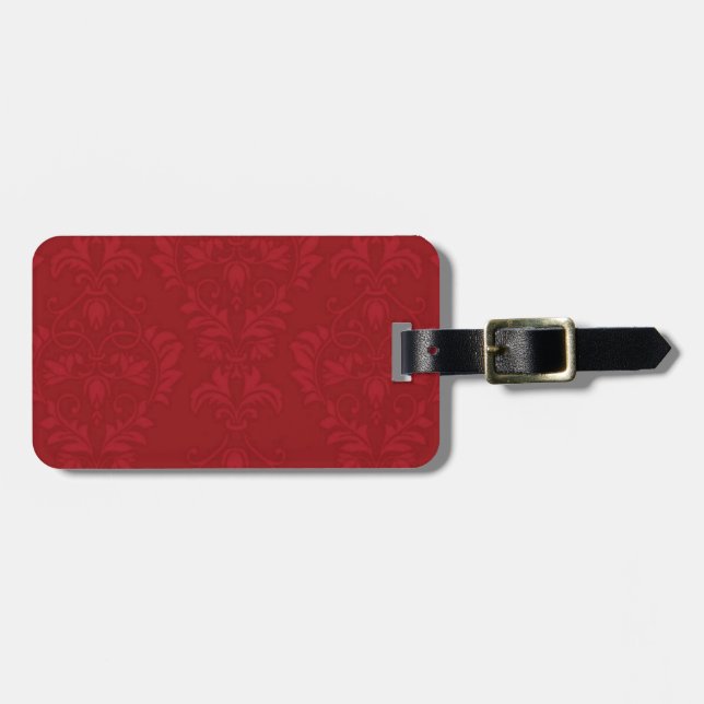 Red Damask Luggage Tag (Front Horizontal)