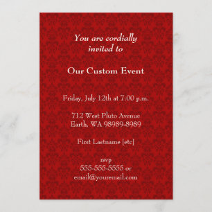 Red Damask Pattern Invitation