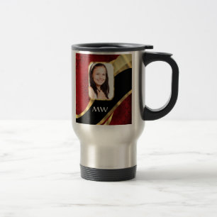 Red damask photo template travel mug