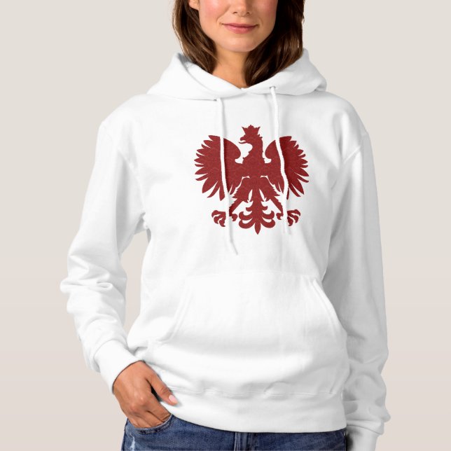 Red Damask Polish Eagle Hoodie (Front)