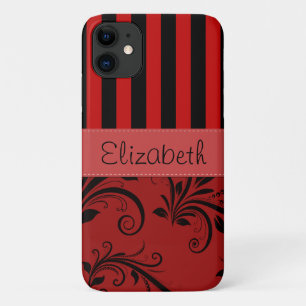 Red Damask, Red Stripes, Striped, Your Name Case-Mate iPhone Case