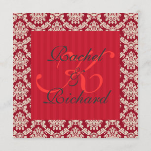 Red Damask Renewal of Vows Anniversary Invitation