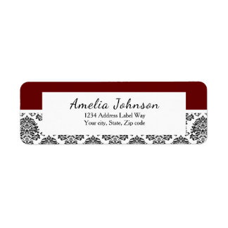 Red, Damask return address Label MAKE IN ANY COLOR