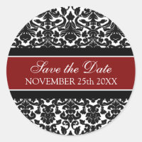 Red Damask Save the Date Envelope Seal