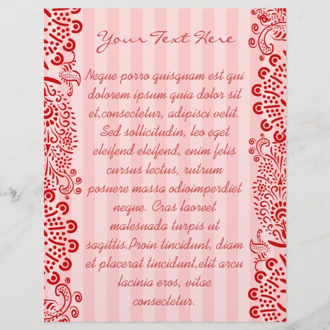 Red Damask Striped Swirled Flyer (Front)