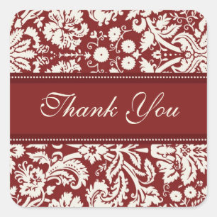 Red Damask Thank You Wedding Envelope Seals