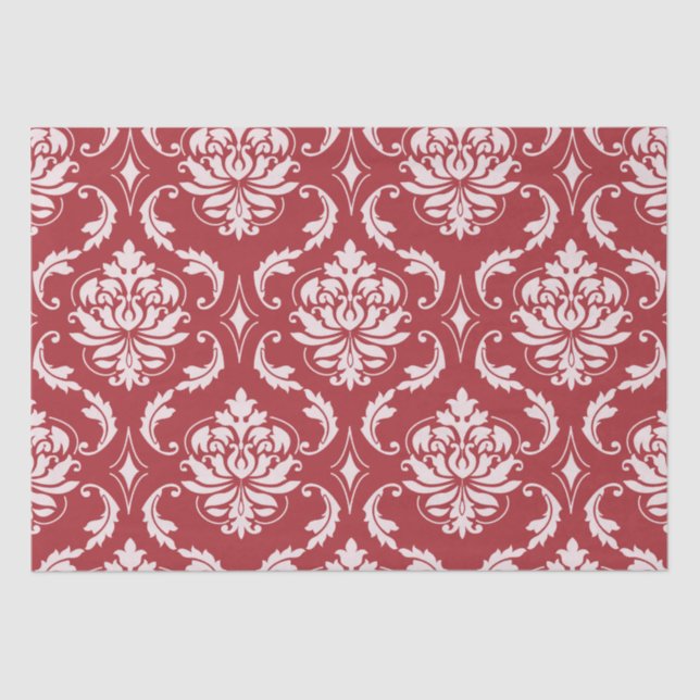 Red Damask Vintage Pattern Tissue Paper (Front)