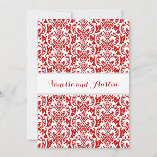 Red Damask Wedding Custom Background A25 Invitation