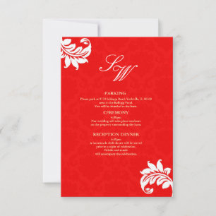 Red Damask Wedding Enclosure Card