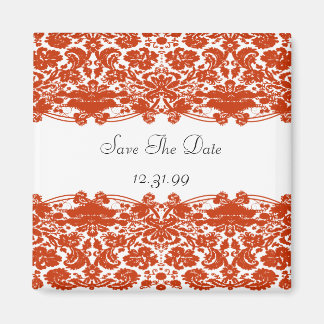 Red Damask Wedding Magnet