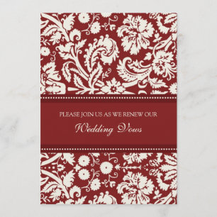 Red Damask Wedding Vow Renewal Invitations
