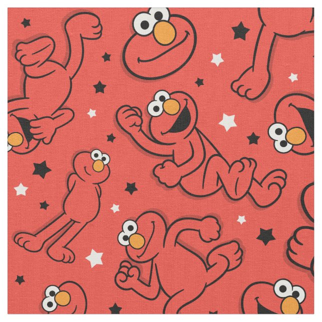 Red Dancing Elmo Pattern Fabric (Close Up)