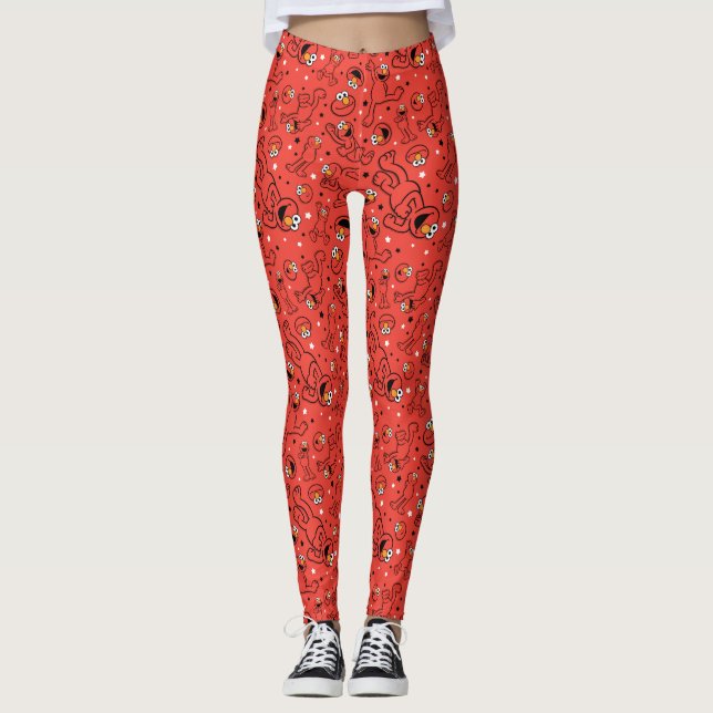 Red Dancing Elmo Pattern Leggings (Front)