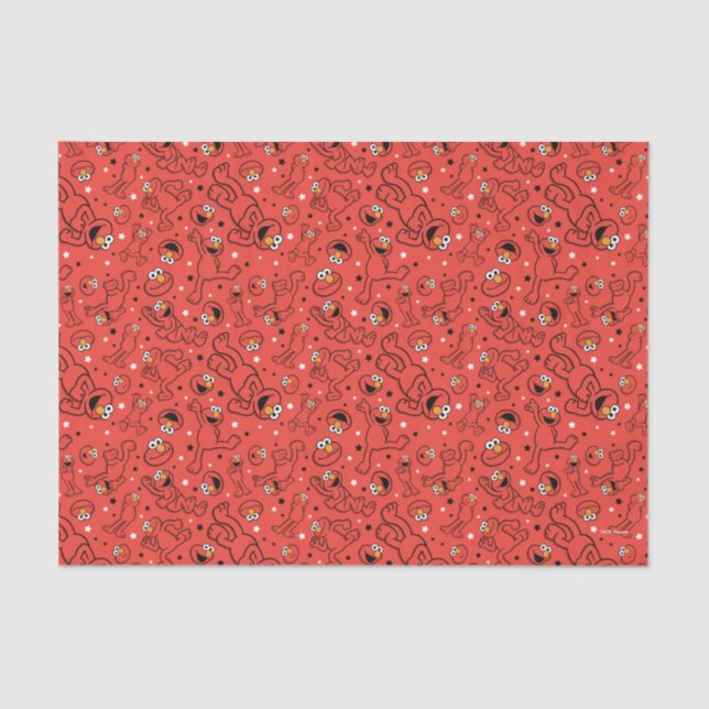 Red Dancing Elmo Pattern Tissue Paper (Front)
