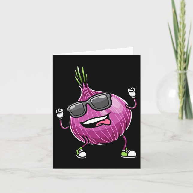 Red Dancing Onion Vegetable  Card (Front)